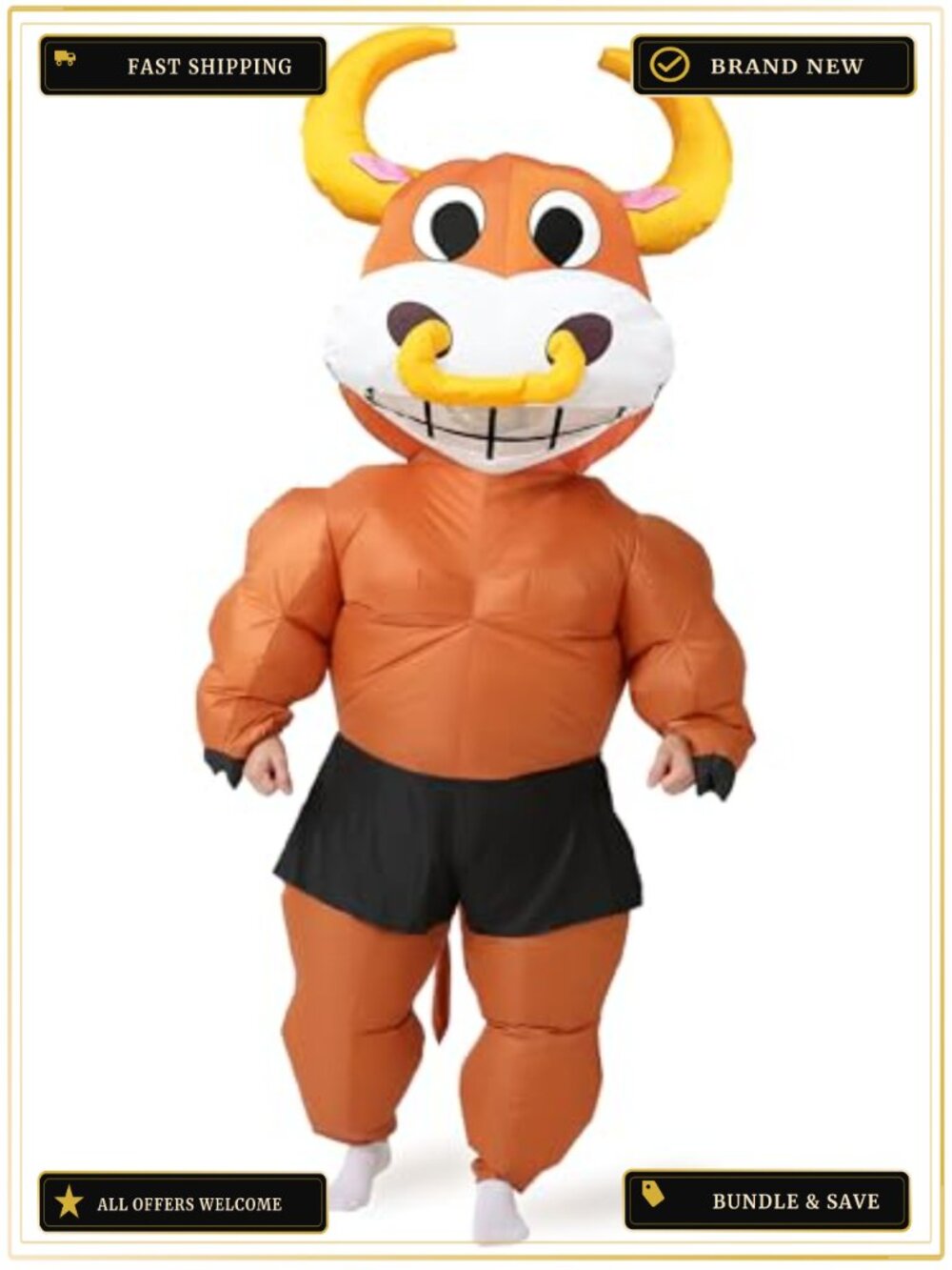 Inflatable Bull Costume Adult Halloween Blow Up Suit Party Cosplay